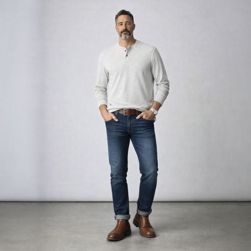 J.Crew XL Heather Ivory Neps Rugby Henley NWT Cotton Shirt